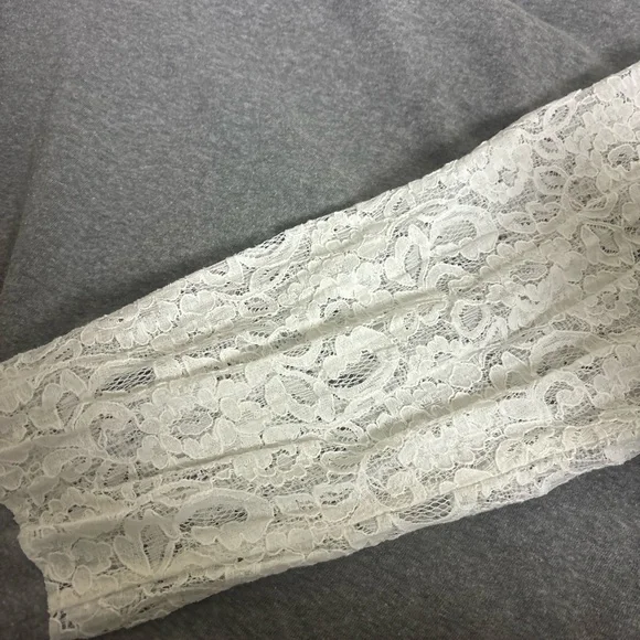 Torrid 3X Gray Hoodie Sweater Lace Sleeves Plus Size Pullover Top - Picture 6 of 6